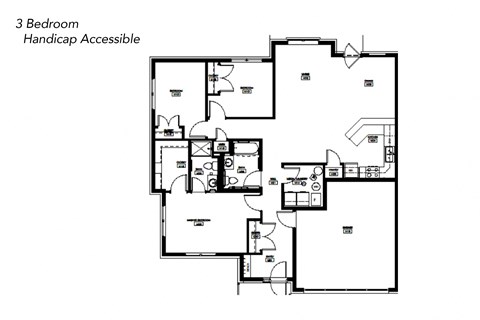 Floor plan for 3 beds, 1.8 baths, 1457 sqft